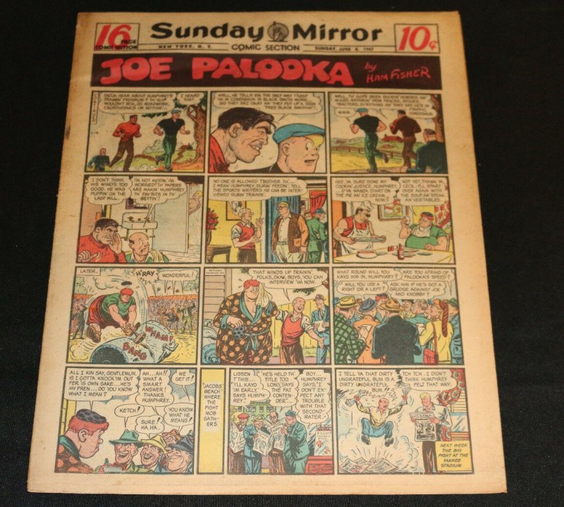 1947 Sunday Mirror Weekly Comic Section June 8th (F+) Superman Boat Action (1947), raw, ungraded comic book — front cover