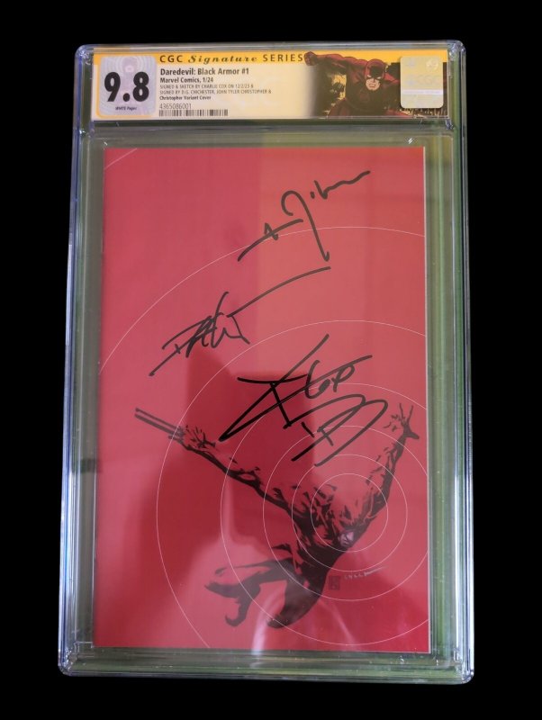 Daredevil Black Armor #1, CGC 9.8 graded comic book, Signature Series label — front cover in its holder
