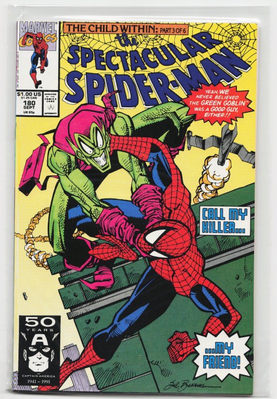 The Spectacular Spider-Man #180 (Marvel Comics, 1991), raw, ungraded comic book — front cover