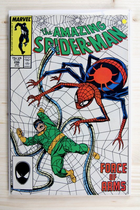 The Amazing Spider-Man #296 (Marvel Comics, 1988), raw comic book in VF- 7.5 condition — front cover