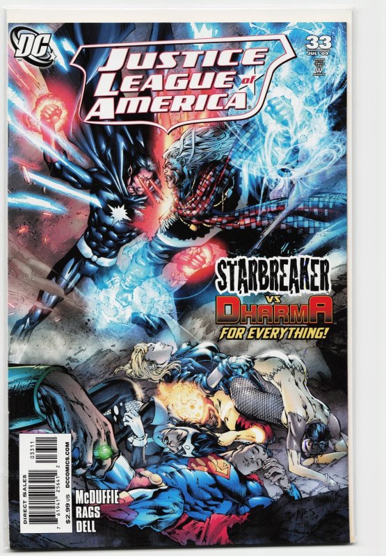 Justice League of America #33 (DC Comics, 2009), raw, ungraded comic book — front cover