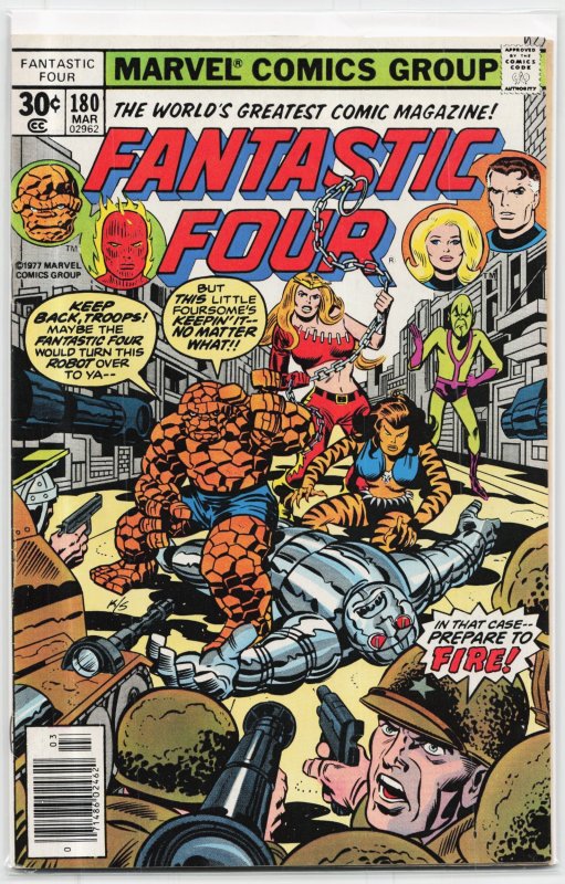 Fantastic Four #180 (Marvel Comics, 1977), raw, ungraded comic book — front cover