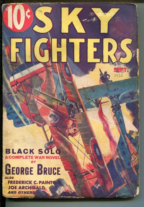 SKY Fighters 01/1932-AIR WAR Pulps-Wwi-3rd Issue-Black Solo-George BRUCE-vg-, raw, ungraded comic book — front cover