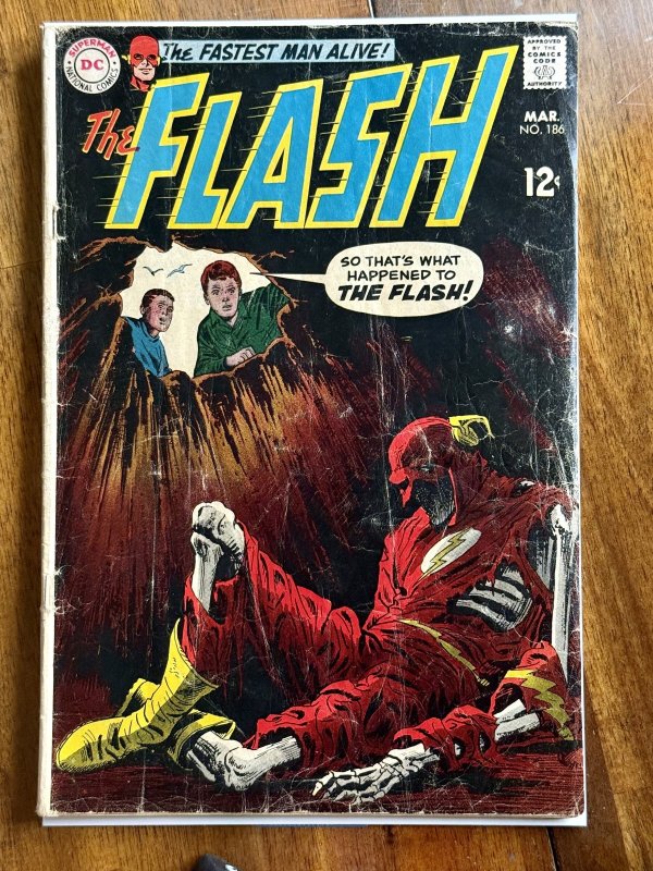 The Flash #186 (DC Comics, 1969), raw comic book in GD+ 2.5 condition — front cover