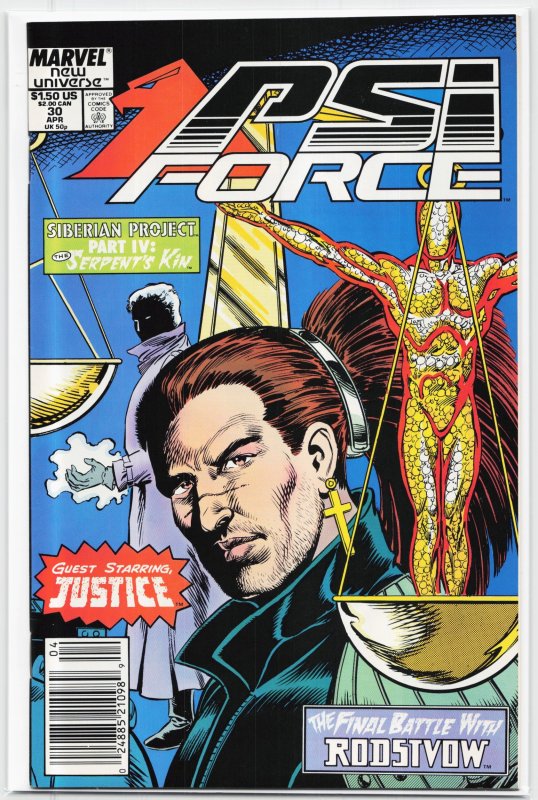 Psi-Force #30 (Marvel Comics, 1989), raw, ungraded comic book — front cover