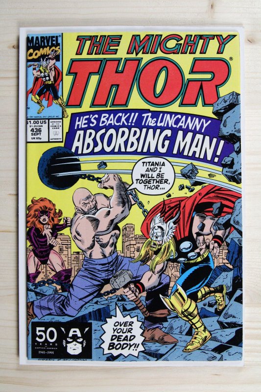 The Mighty Thor #436 (Marvel Comics, 1991), raw comic book in VF/NM 9.0 condition — front cover