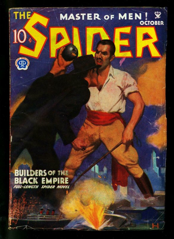 The Spider Pulp October 1934- Builders of Black Empire- John Howitt- VG+ (Popular Publications, 1934), raw comic book in VG+ condition — front cover