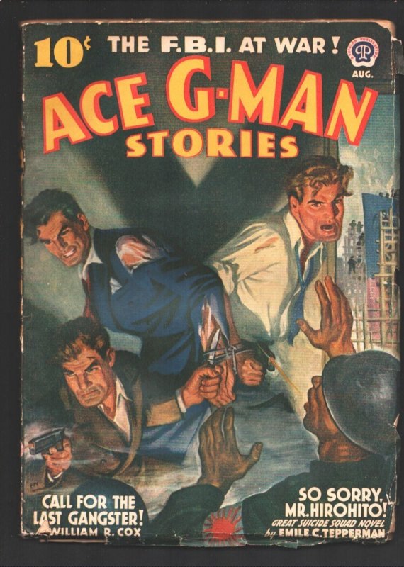 Ace G-Man Stories 8/1942--Suicide Squad vs Hirohito Cover-The Ghost Appears-har, raw, ungraded comic book — front cover