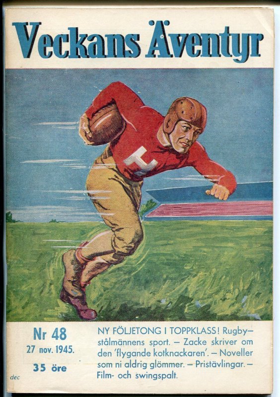 Veckans Aventyr Vol. 6 #48 (1945), raw comic book in VF condition — front cover
