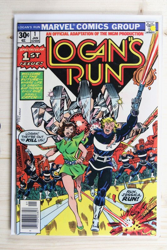 Logan's Run #1 (Marvel Comics, 1977), raw comic book in NM- 9.2 condition — front cover