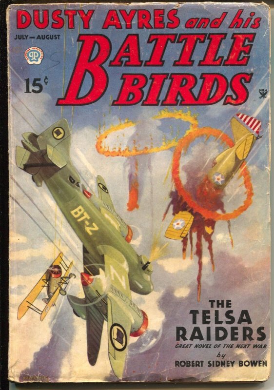Pulp: Dusty Ayres and His Battle Birds 7/1935-fantasy air war Pulp Hero-VG, raw comic book in VG condition — front cover