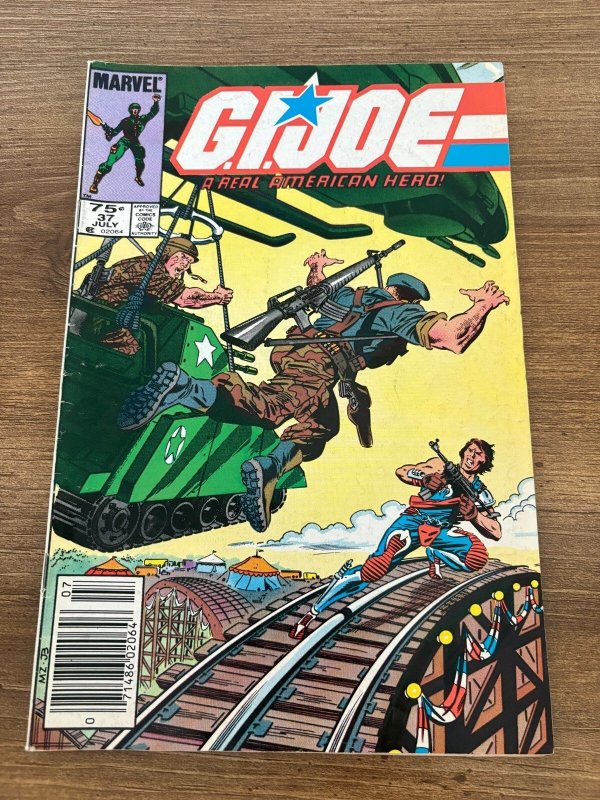 G.I. Joe #37 (Marvel Comics), raw comic book in FN condition — front cover