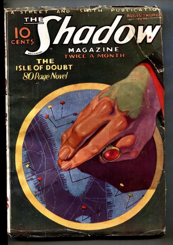 Shadow Aug #15 (1933), raw, ungraded comic book — front cover