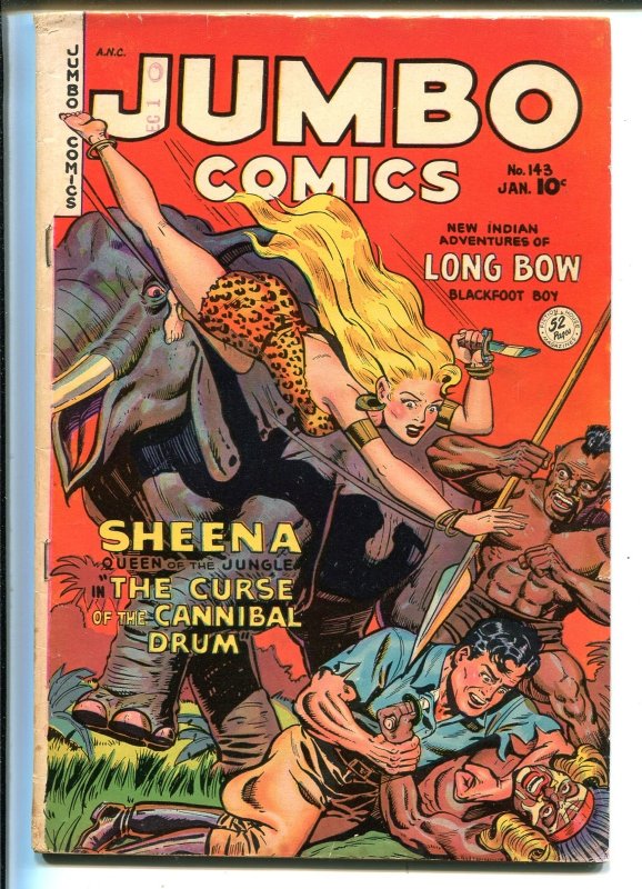Jumbo #143 (Fiction House, 1951), raw comic book in FN- condition — front cover