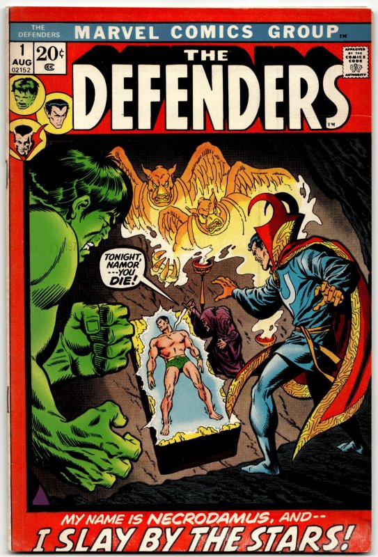 The Defenders #1 (Marvel Comics, 1972), raw, ungraded comic book — front cover