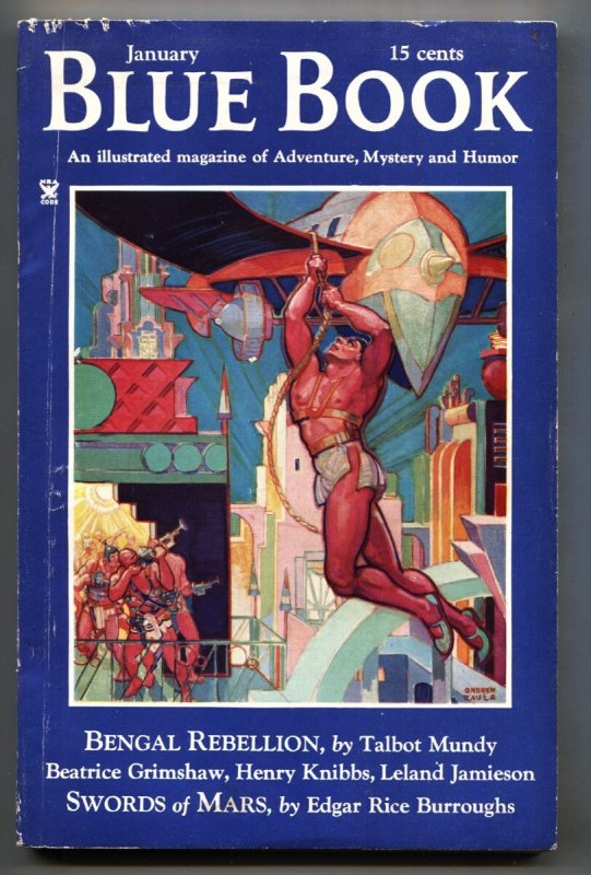 Blue Book Jan 1935-John Carter-Edgar Rice Burroughs-Pulp Magazine (1935), raw, ungraded comic book — front cover