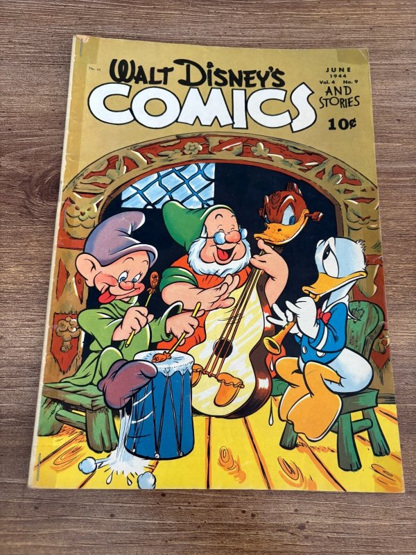 Walt Disney Comics & Stories #45 (Dell Comics, 1944), raw, ungraded comic book — front cover
