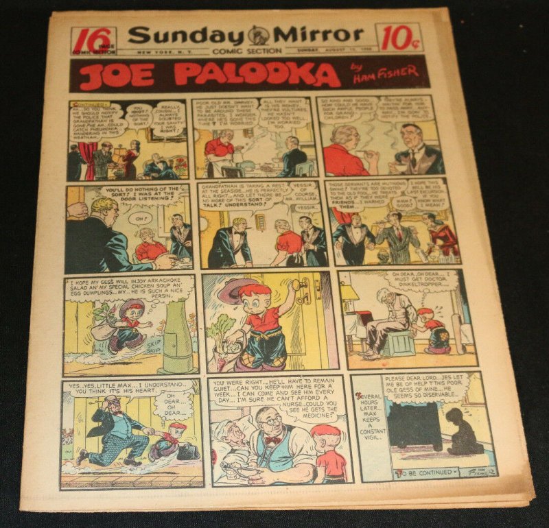 1950 Sunday Mirror Weekly Comic Section August 13th (F+) Superman vs Mr. Myxtplk (1950), raw, ungraded comic book — front cover