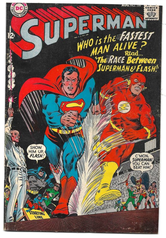 Superman #199 (DC Comics, 1967), raw comic book in FN condition — front cover
