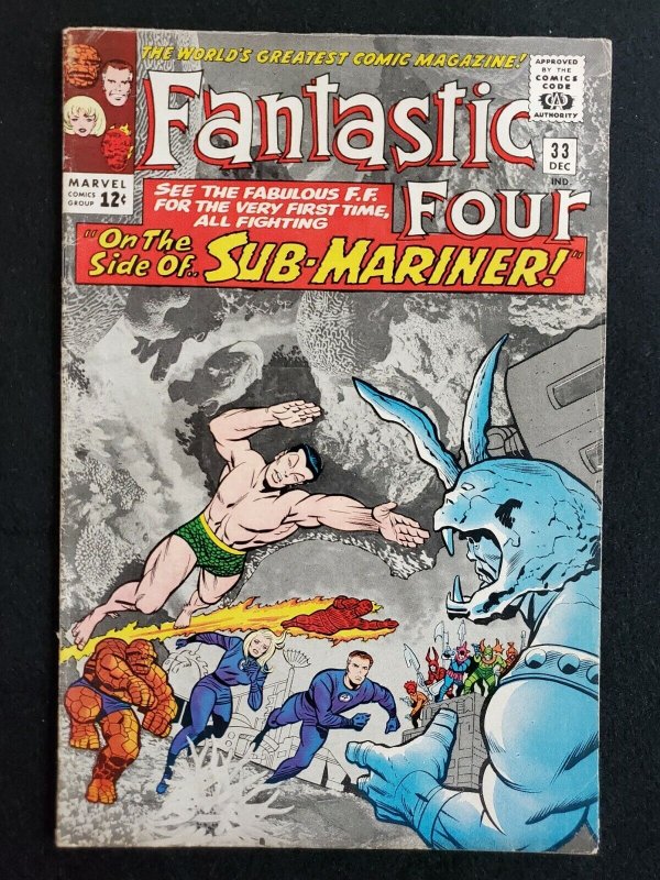 Fantastic Four #33 (Marvel Comics, 1964), raw comic book in FN condition — front cover