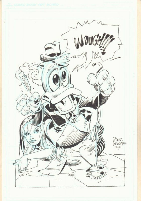 Howard the Duck with Babe Commission - 2014 Signed art by Steve Leialoha (2014), raw, ungraded comic book — front cover