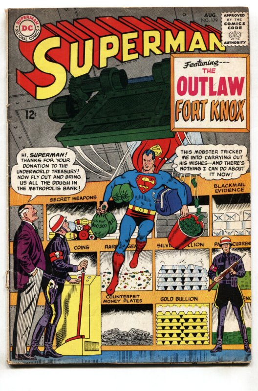 Superman #179 - 1965 - DC - G/VG - Comic Book (DC Comics, 1965), raw comic book in VG condition — front cover