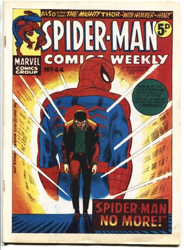 Spider-Man Comics Weekly #44 (1973), raw, ungraded comic book — front cover