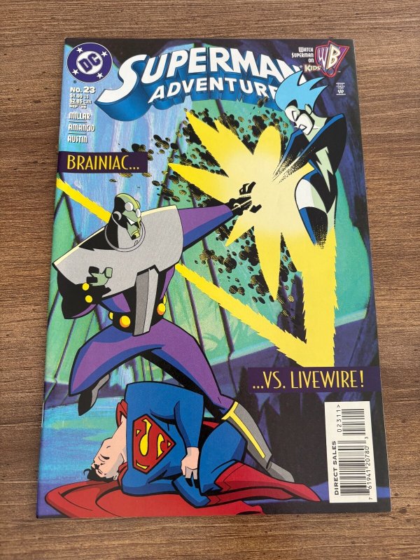 Superman Adventures #23 (DC Comics), raw comic book in NM condition — front cover