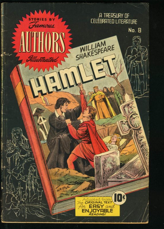 Famous Authors Illustrated #8, raw comic book in VG condition — front cover