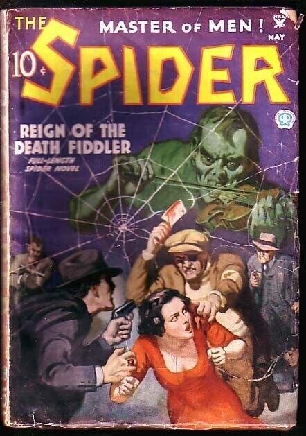 The Spider Pulp May 1935-Reign OF THE Death Fiddler G/VG (1935), raw comic book in VG condition — front cover