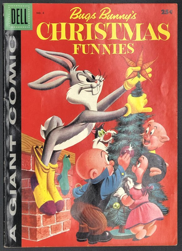 Bugs Bunny's Christmas Funnies #8 (1957), raw, ungraded comic book — front cover