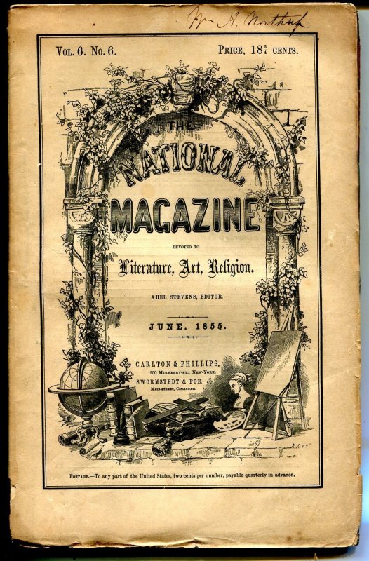 Pulp: National Magazine 6/1855-pulp Format-unique-rare-pre-Civil War-VG, raw comic book in VG condition — front cover