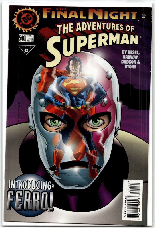 Adventures of Superman #540 (DC Comics, 1996), raw, ungraded comic book — front cover