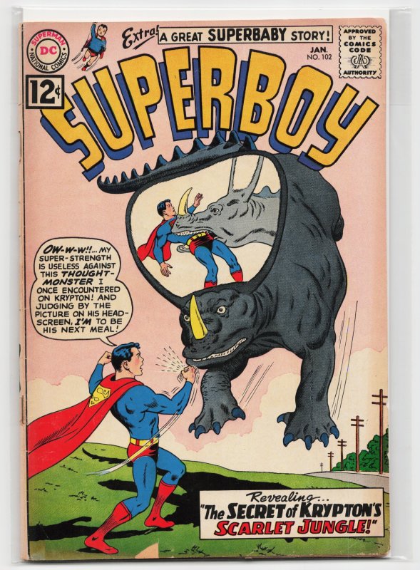 Superboy #102 (DC Comics, 1963), raw, ungraded comic book — front cover