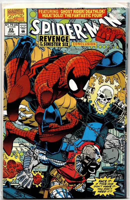 Spider-Man #23 (Marvel Comics, 1992), raw, ungraded comic book — front cover
