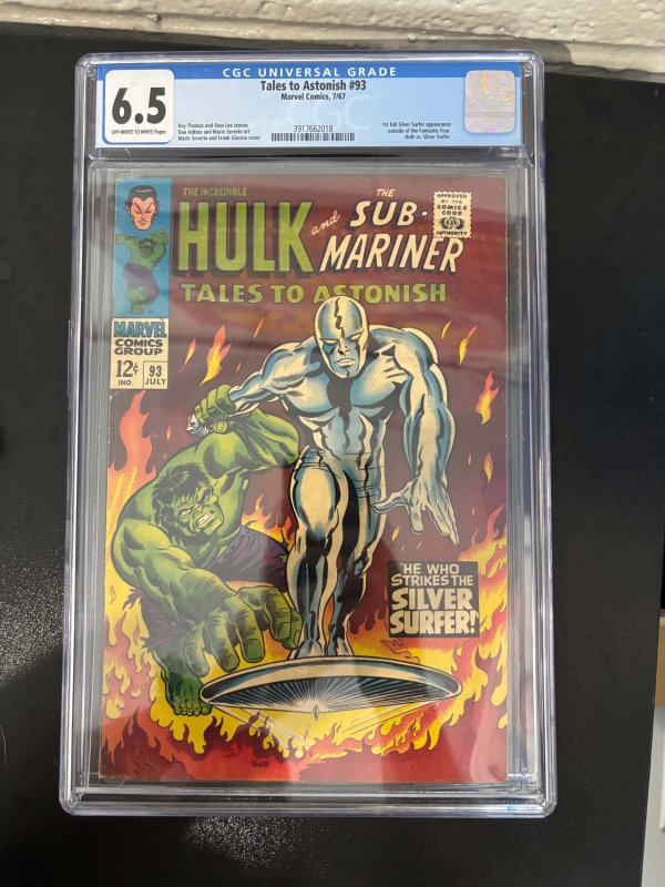 1967 KEY Tales to Astonish #93 (1967), CGC 6.5 graded comic book, Universal Blue label — front cover in its holder