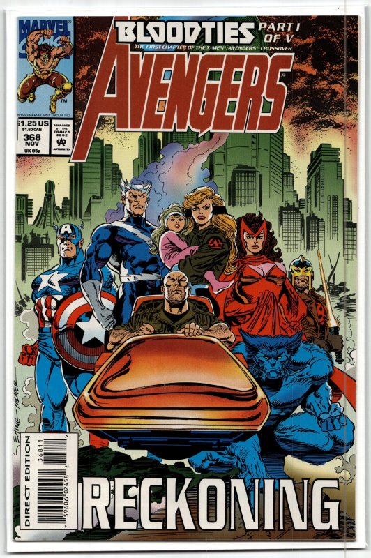 The Avengers #368 (Marvel Comics, 1993), raw, ungraded comic book — front cover