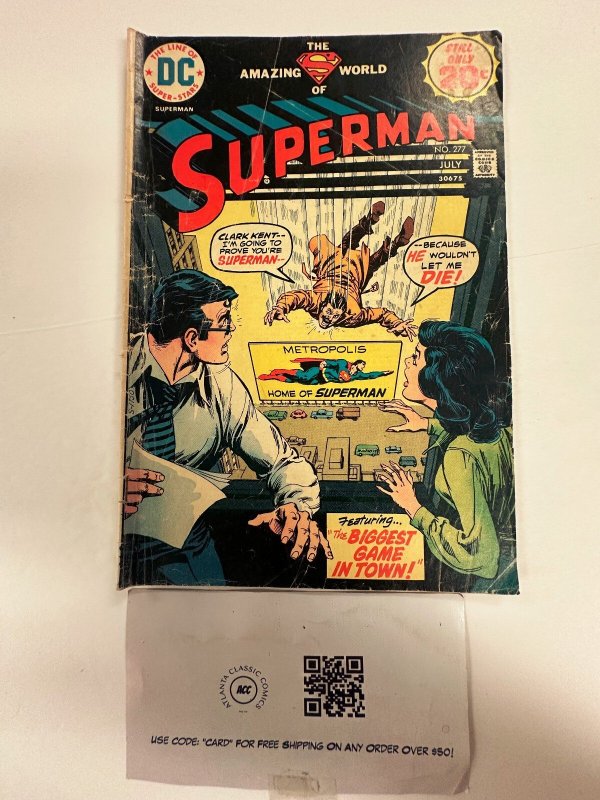 Superman #277 (DC Comics, 1974), raw comic book in GD condition — front cover