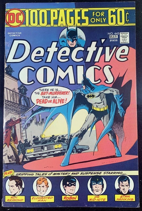 Detective Cover #445 (1937), raw comic book in FN/VF 7.0 condition — front cover