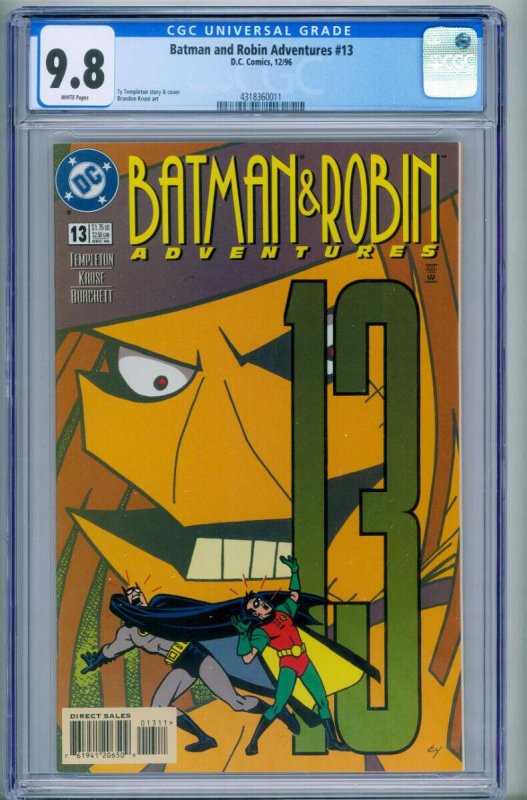 Batman and Robin Adventures #13 (DC Comics, 1996), CGC 9.8 graded comic book, Universal Blue label — front cover in its holder