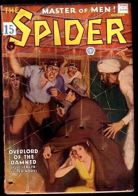 The Spider Pulp October 1935-Overlord of the Damned- Canadian Edition -Rare (Popular Publications, 1935), raw, ungraded comic book — front cover