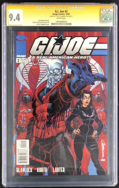 G.I. Joe: A Real American Hero #2 (2001), CGC 9.4 graded comic book, Signature Series label — front cover in its holder