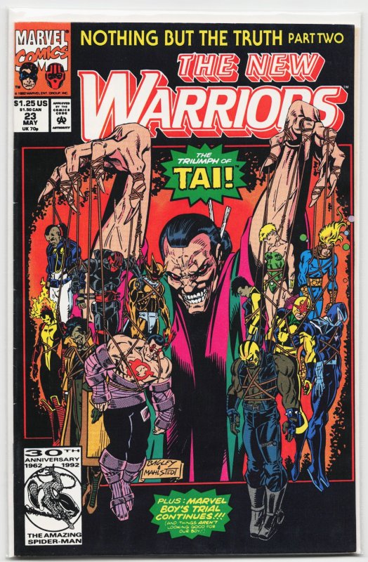 The New Warriors #23 (Marvel Comics, 1992), raw, ungraded comic book — front cover