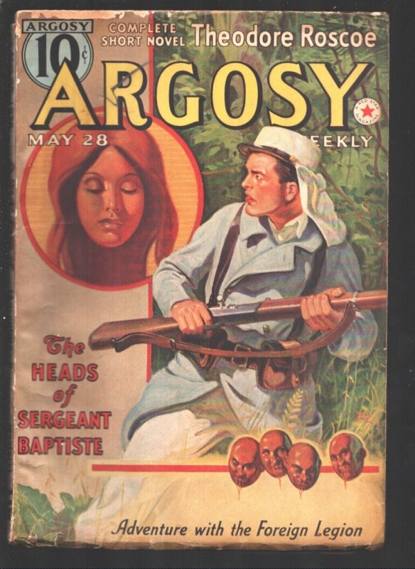 Argosy 5/28/1938-Foreign Legion-shrunken Head Cover art by Rudolph Belarski-"The, raw, ungraded comic book — front cover
