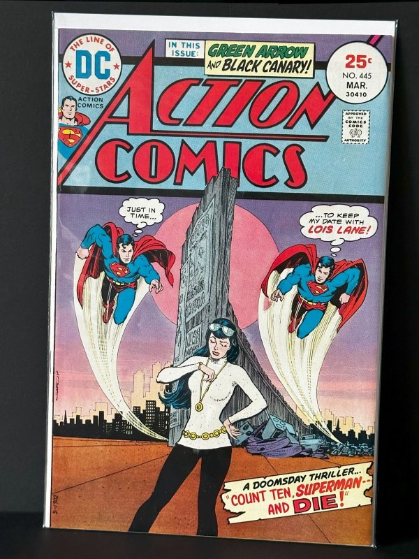 Action Comics #445 (DC Comics, 1975), raw comic book in VF+ condition — front cover
