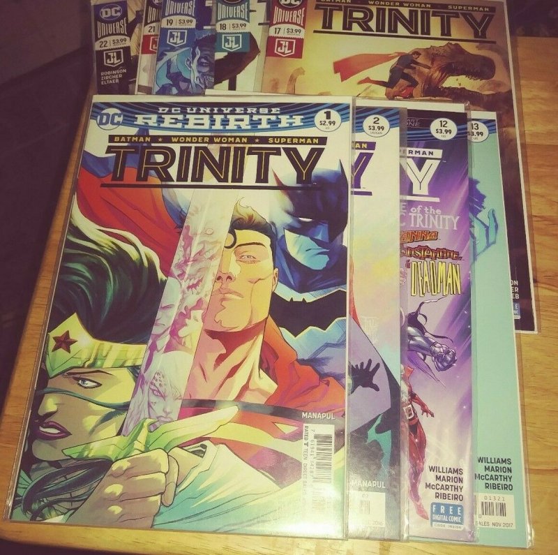 Trinity # 1 2 12 13 17 18 19 21 22 2016 DC Rebirth Batman Superman Wonder Woman (DC Comics, 2016), raw, ungraded comic book — front cover
