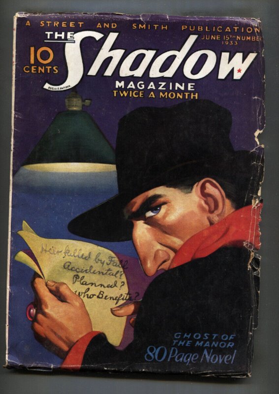 Shadow--June #15 (1933), raw, ungraded comic book — front cover