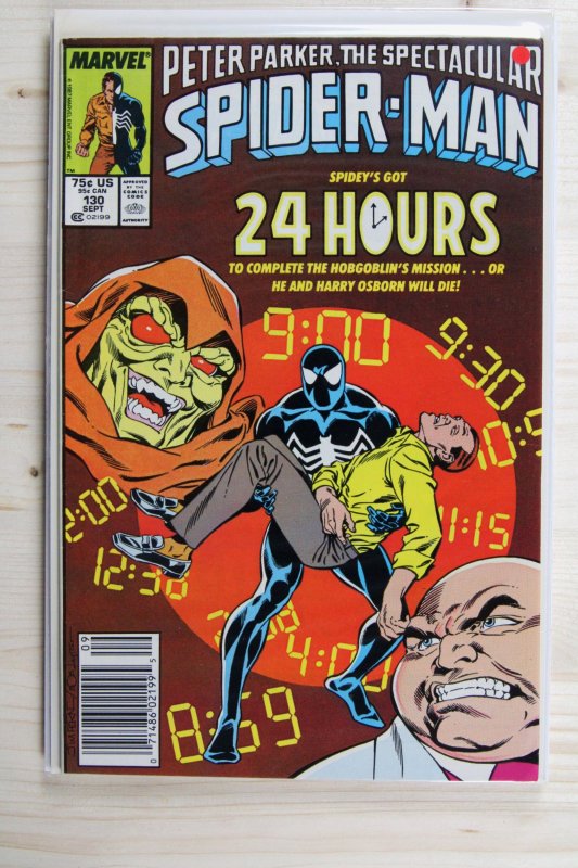 Peter Parker, the Spectacular Spider-Man #130 (Marvel Comics, 1987), raw comic book in VF/NM 9.0 condition — front cover
