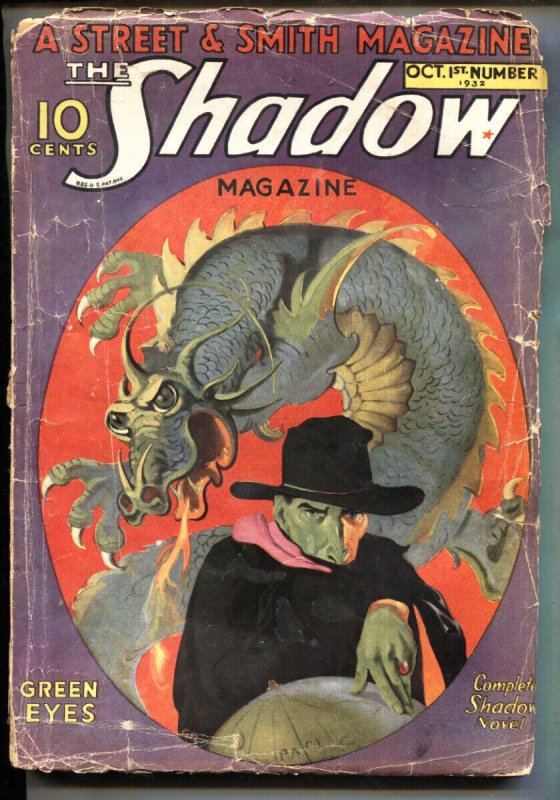 Shadow 1932 October 1-Green Eyes-STREET AND Smith-Rare Pulp G- (Street & Smith, 1932), raw, ungraded comic book — front cover