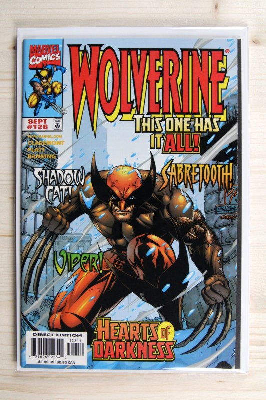 Wolverine #128 (Marvel Comics, 1998), raw comic book in NM- 9.2 condition — front cover